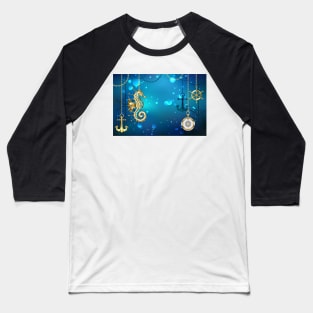 Submerged Mechanical Seahorse Baseball T-Shirt